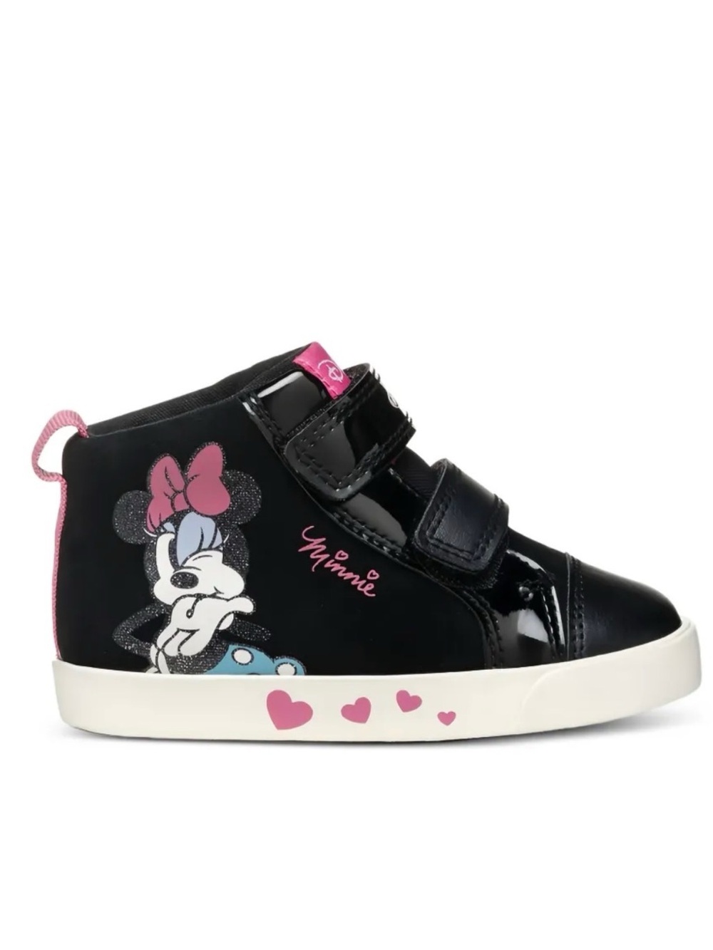 Geox Black and Pink Minnie High-Top Sneakers for Kids